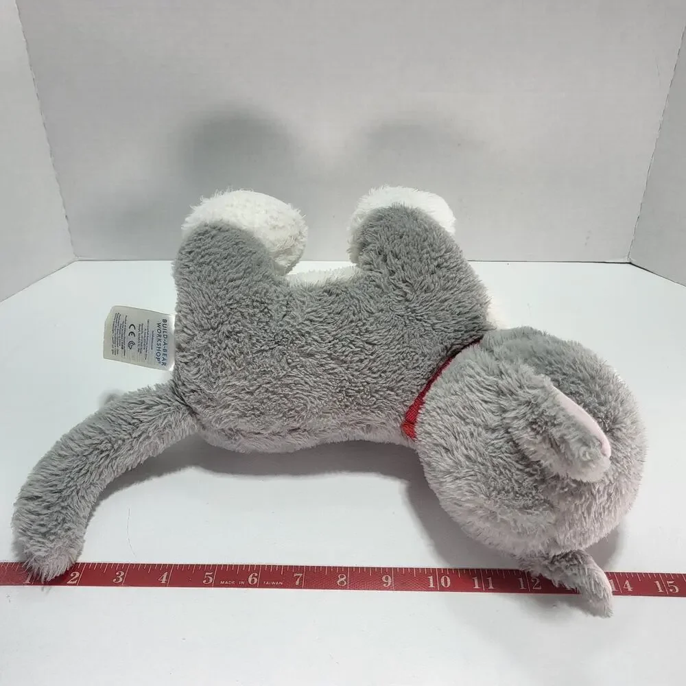 Build A Bear Promise Pets Gray White‎ Kitty Cat Plush Red Collar Green Eyes
